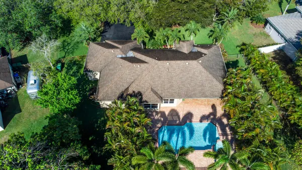 an aerial view of a house