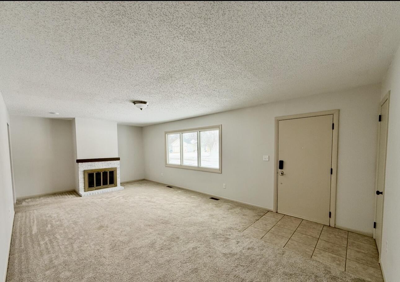 281 East Sprague Street Bement, IL 61813 - Photo 3 of 24 an empty room with a fireplace and windows