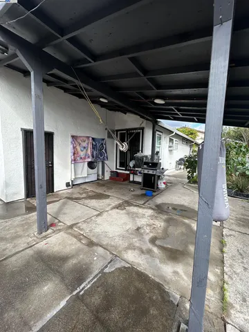 a view of the porch of a house