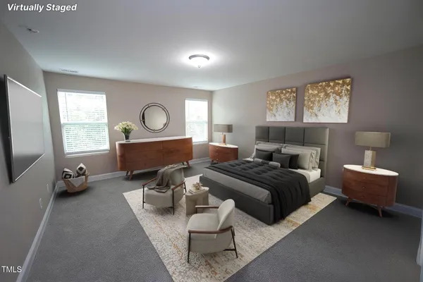 a bedroom with bed and a window