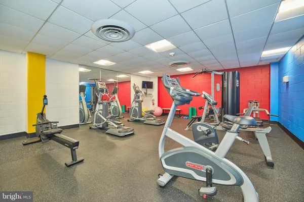 a view of a room with gym equipment