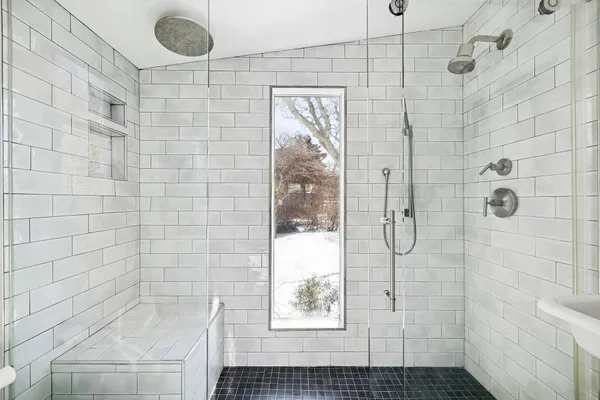 a bathroom with a shower