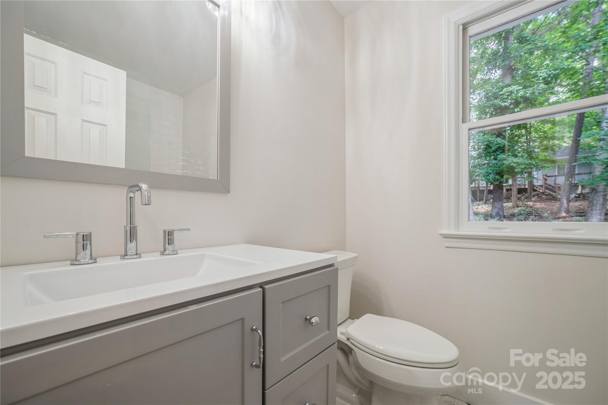 26056 Neptunes Landing Fort Mill, SC 29708 - Photo 26 of 47 a bathroom with a toilet a sink a vanity and a window