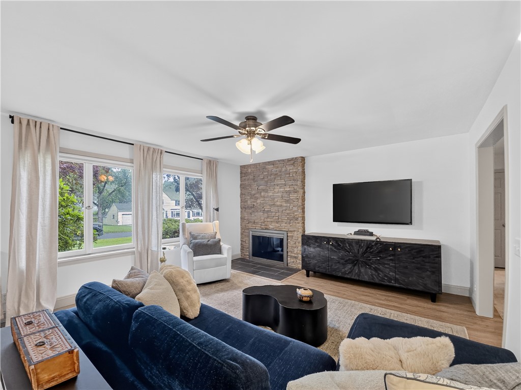 215 Belmeade Road Irondequoit, NY 14617 - Photo 8 of 46 Living Room and Fireplace