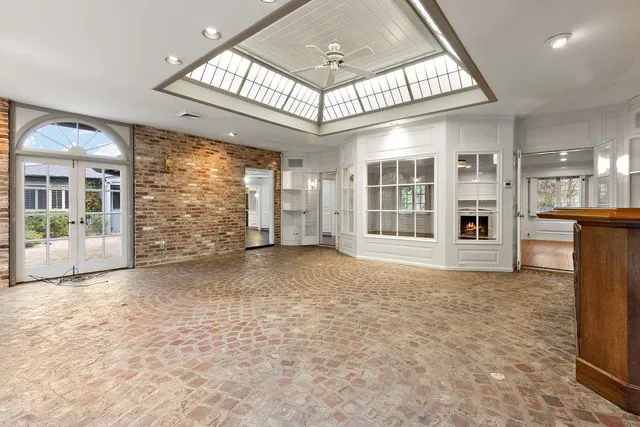 a view of outdoor space with seating space