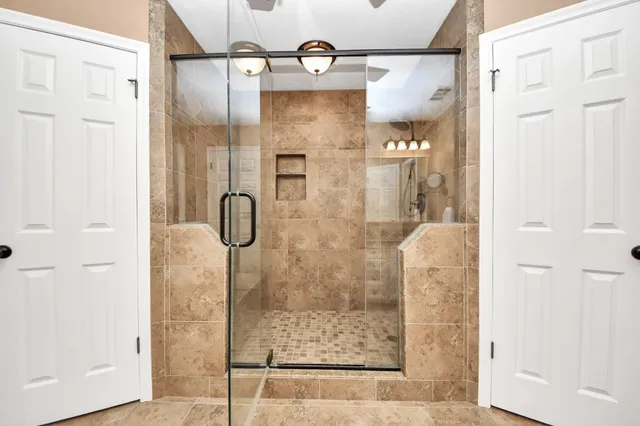 a bathroom with a shower