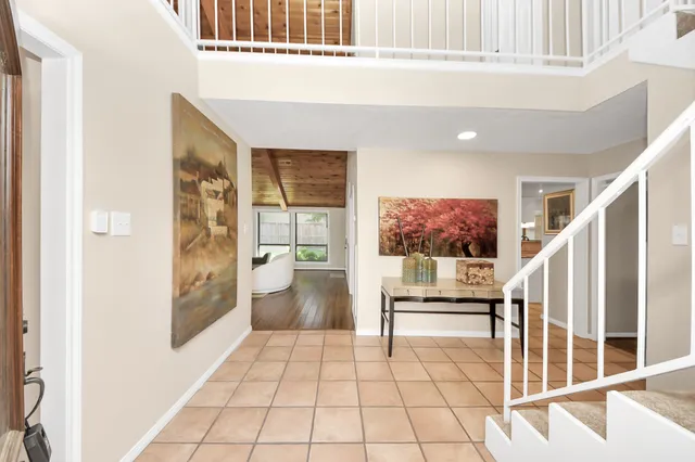 a view of front door with furniture
