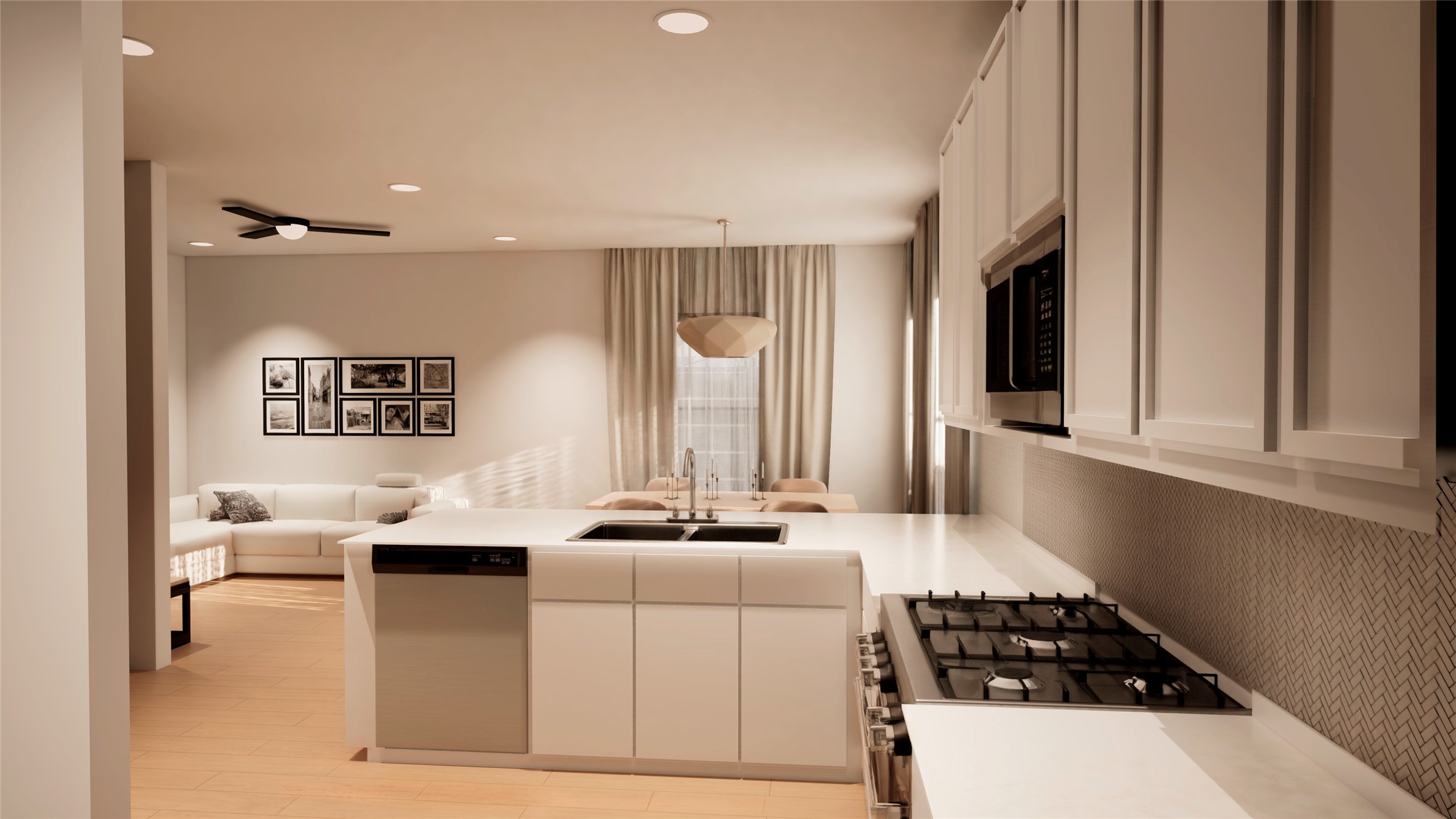 7310 Carver Avenue, Unit 2 Austin, TX 78752 - Photo 12 of 12 Kitchen with open floor plan, appliances with stainless steel finishes, light countertops, a peninsula, and recessed lighting