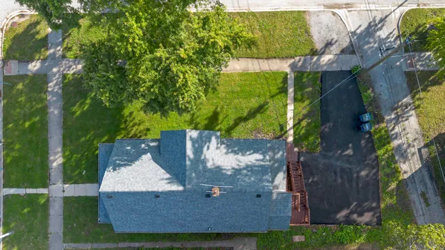 an aerial view of a house