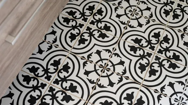 a close up of a black white and black white wall