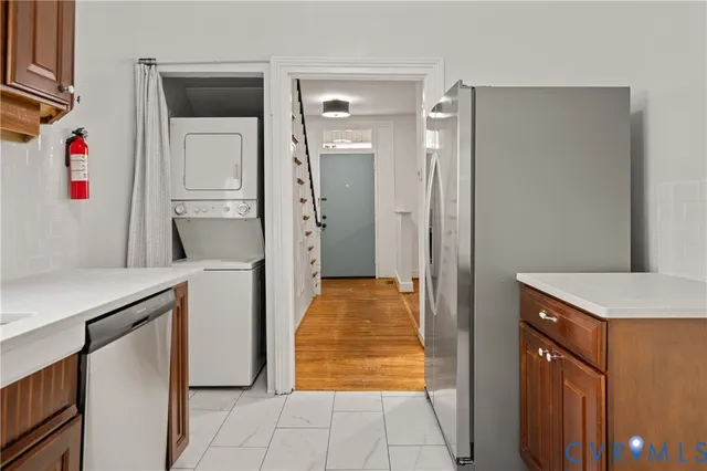 a kitchen with a stove and a cabinet