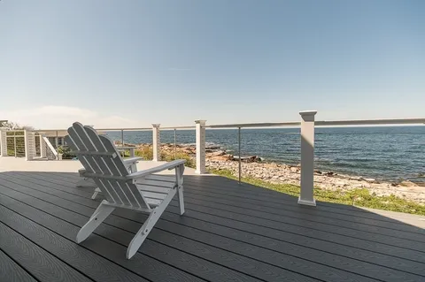 a view of deck with seating space
