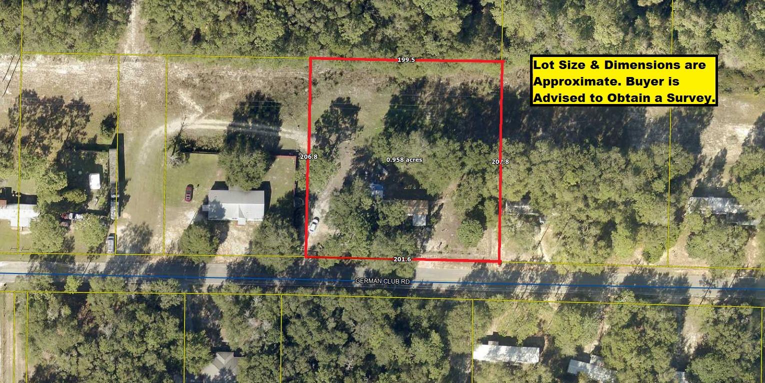 180 German Club Road DeFuniak Springs, FL 32433 - Photo 29 of 30 Aerial 1 - Apx Dimensions