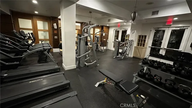 a view of a room with gym equipment