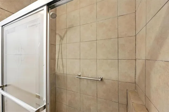 a bathroom with a bathtub