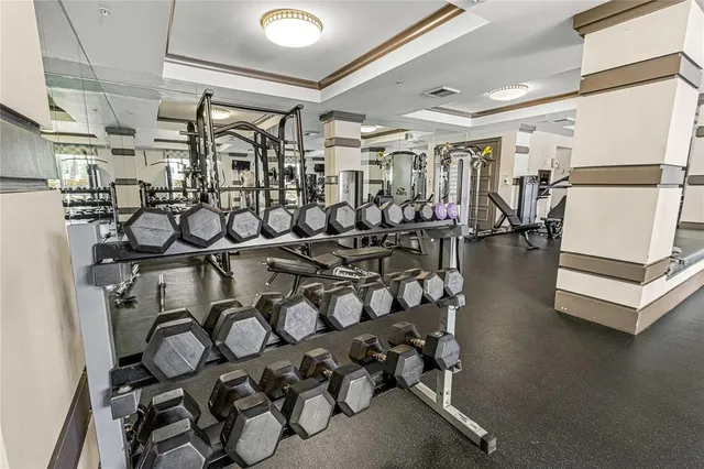 a view of a room with gym equipment