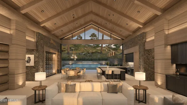 a view of a living room with a fireplace