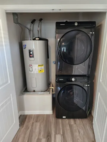 a utility room with a washer and dryer