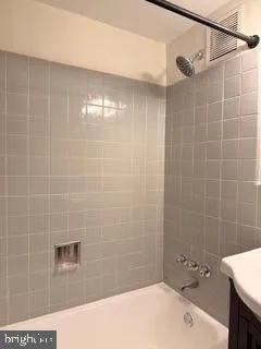 a bathroom with a bathtub
