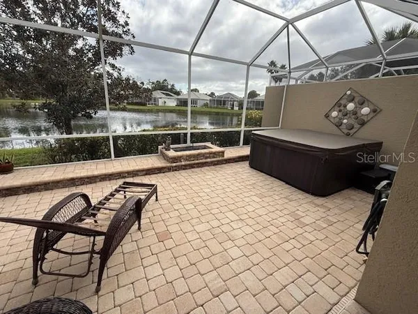 a view of a terrace with furniture