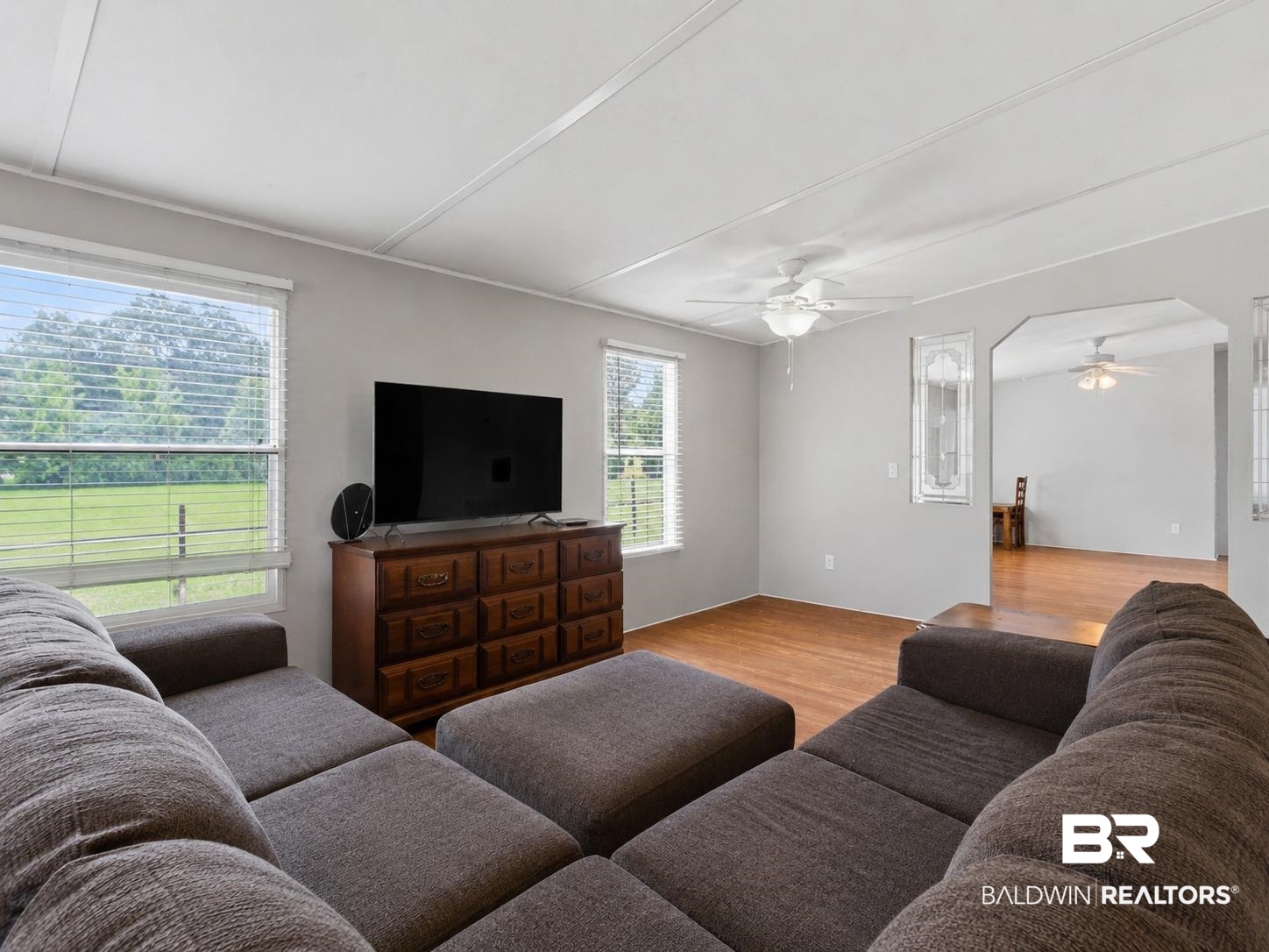 26788 Feely Road Elberta, AL 36530 - Photo 6 of 31 Spacious living area featuring light gray walls and wood-finish flooring