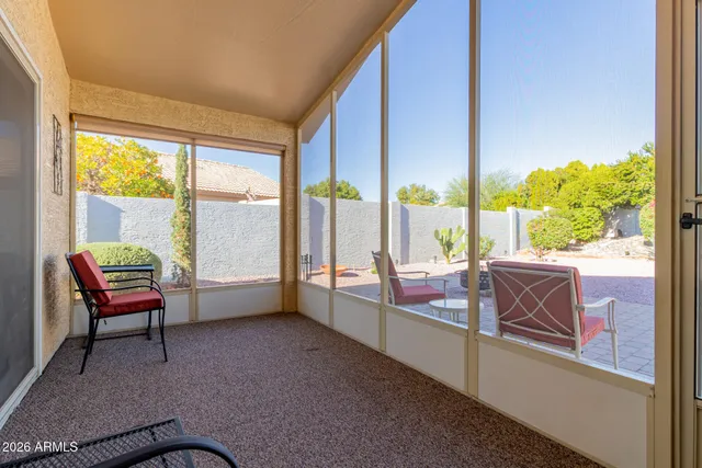 a living room with a large window