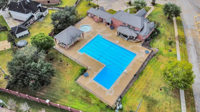 an aerial view of a house