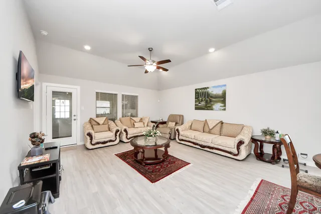 a living room with furniture