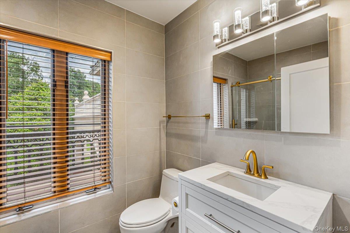 952 Cedar Swamp Road Glen Head, NY 11545 - Photo 38 of 50 a bathroom with a sink a toilet and a mirror