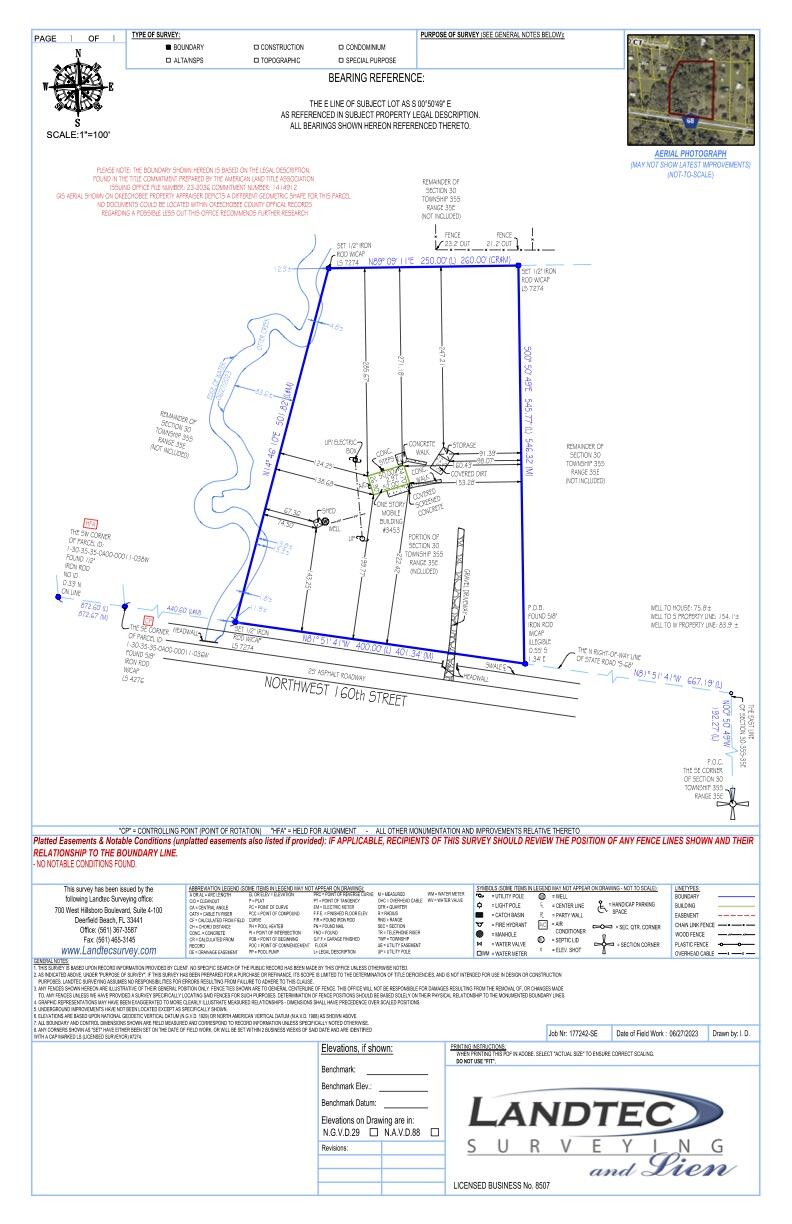 3453 Northwest 160th Street Okeechobee, FL 34972 - Photo 40 of 40 177242-SE Survey Package