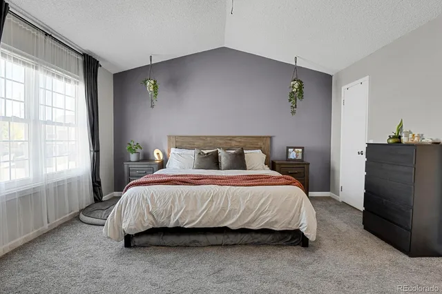 a bedroom with a bed and a closet