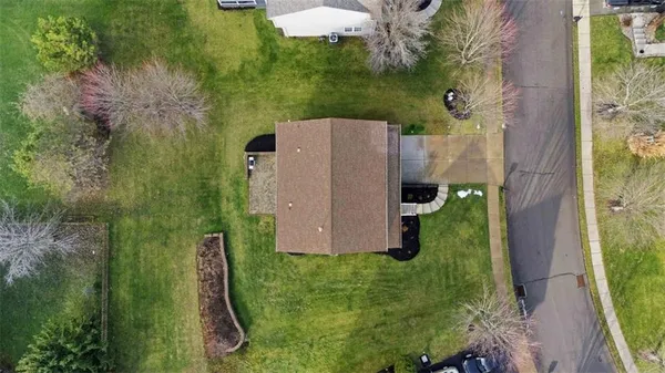 an aerial view of a house