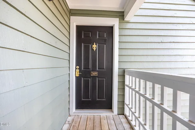 a view of wooden balcony