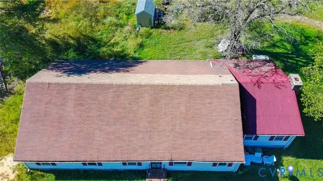 an aerial view of a house