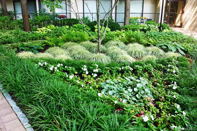a view of a bunch of flowers in a mirror
