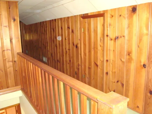 a view of wooden balcony