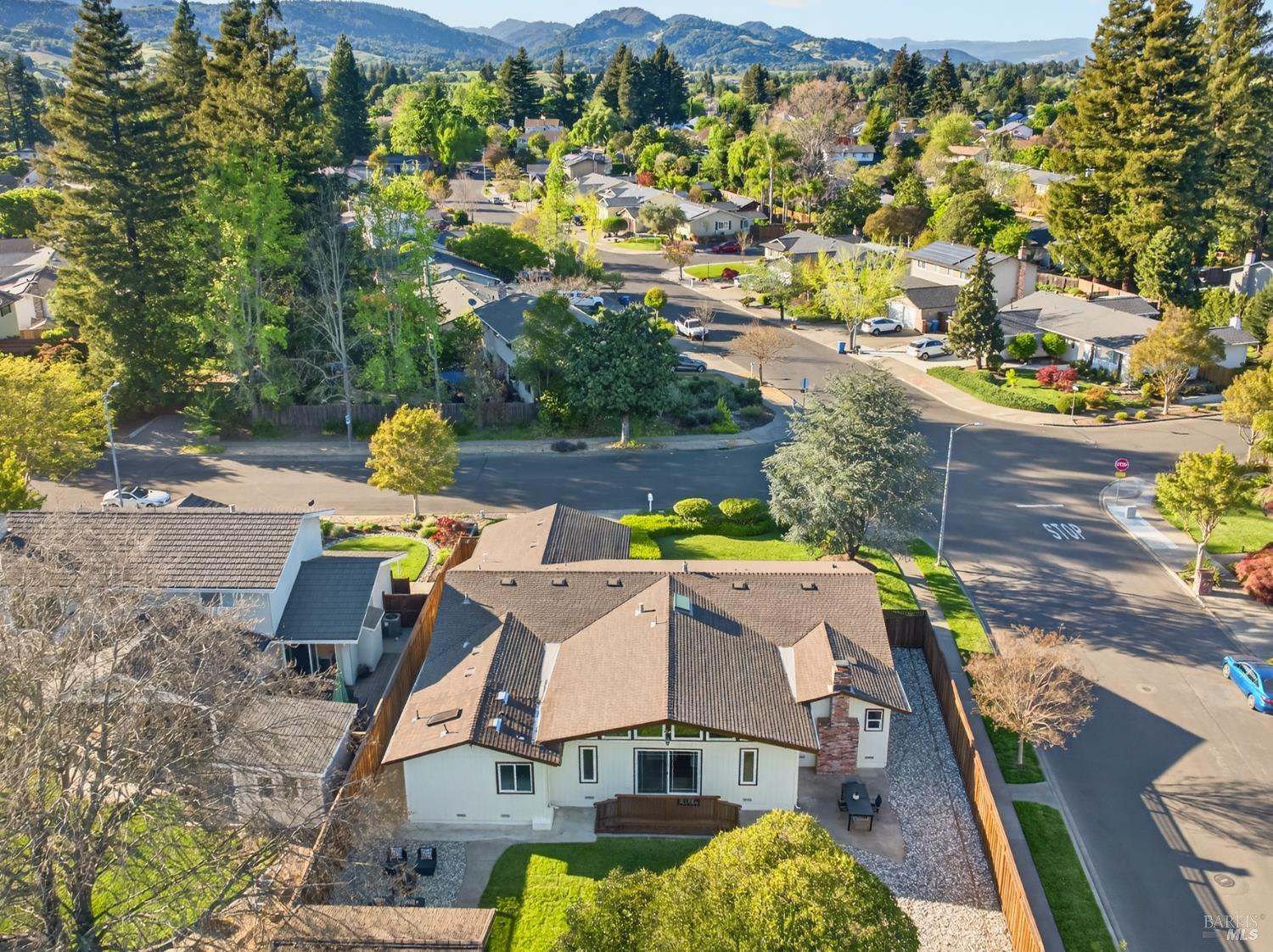 2447 Rigdon Street Napa, CA 94558 - Photo 73 of 79 an aerial view of a house with a swimming pool patio and mountain view