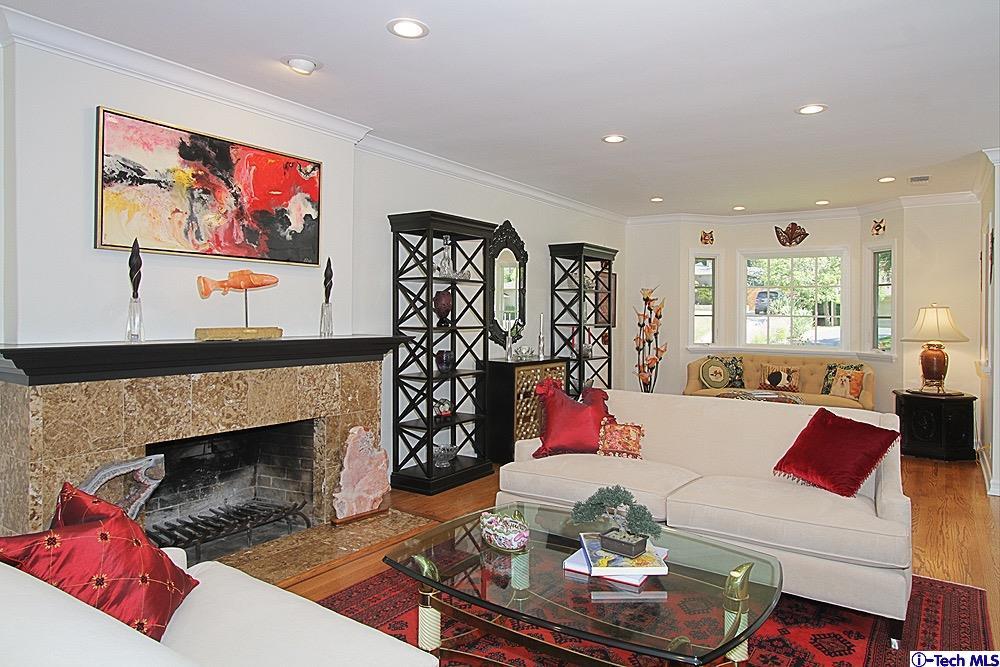 3690 Newhaven Road Pasadena, CA 91107 - Photo 6 of 21 a living room with furniture and a fireplace
