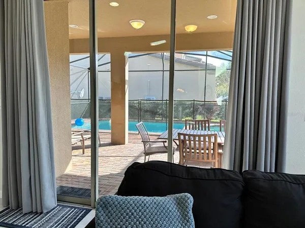 a living room with a large window