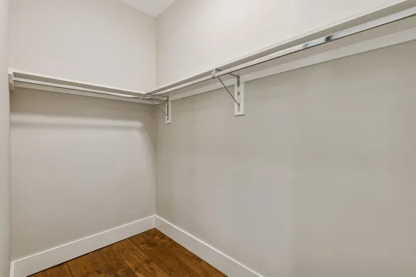 a view of a room with racks on the wall