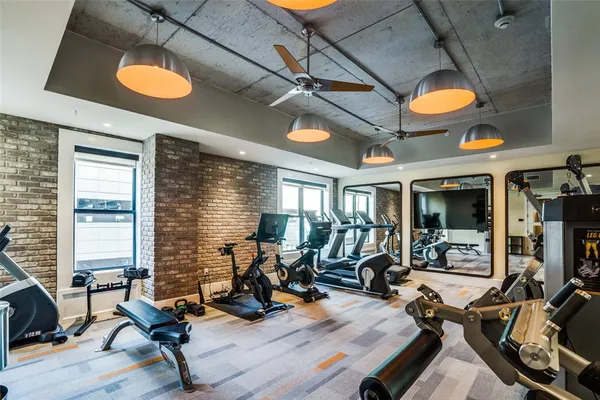 a view of a room with gym equipment