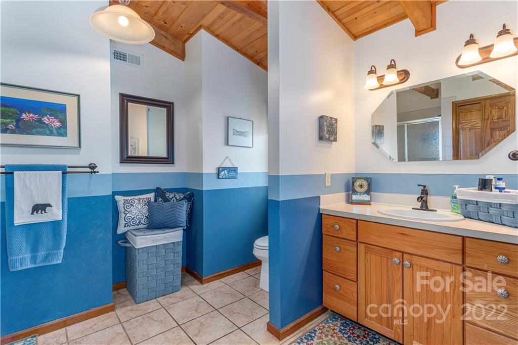 40 Yarrow Road Waynesville, NC 28785 - Photo 19 of 25 a bathroom with a sink a mirror and a toilet