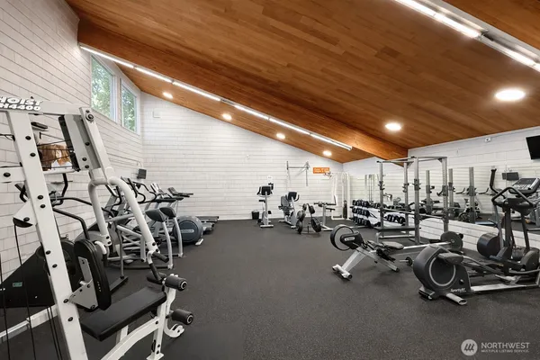 a view of a room with gym equipment