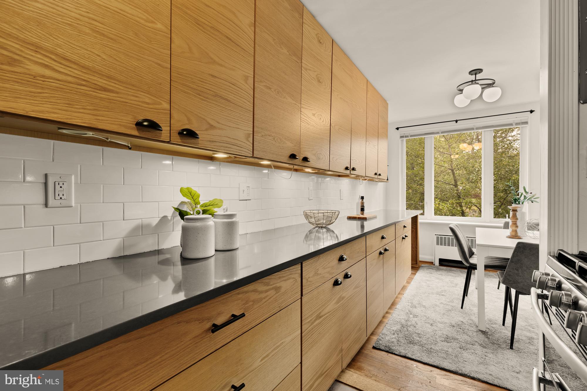 2400 41st Street Northwest, Unit 502 Washington, DC 20007 - Photo 9 of 25 a kitchen with sink cabinets and outdoor space