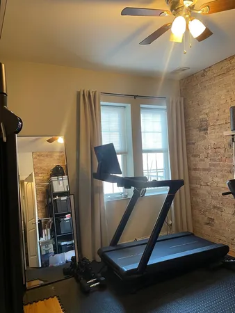 a room with gym equipment
