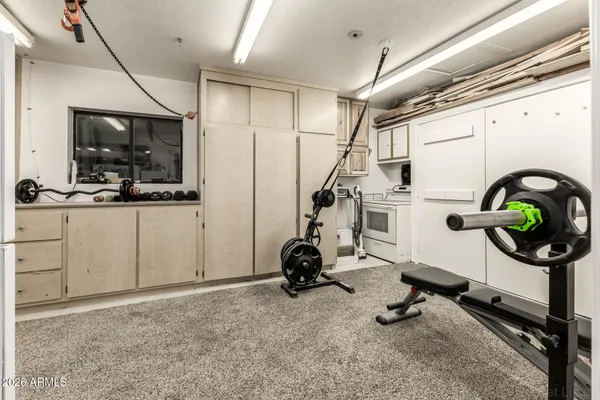 a view of a room with gym equipment