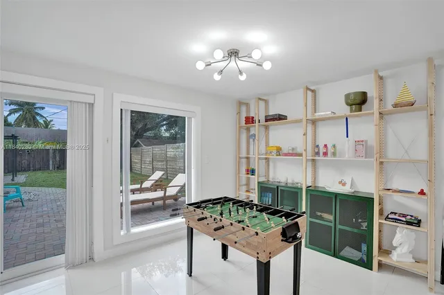 a room with cabinets