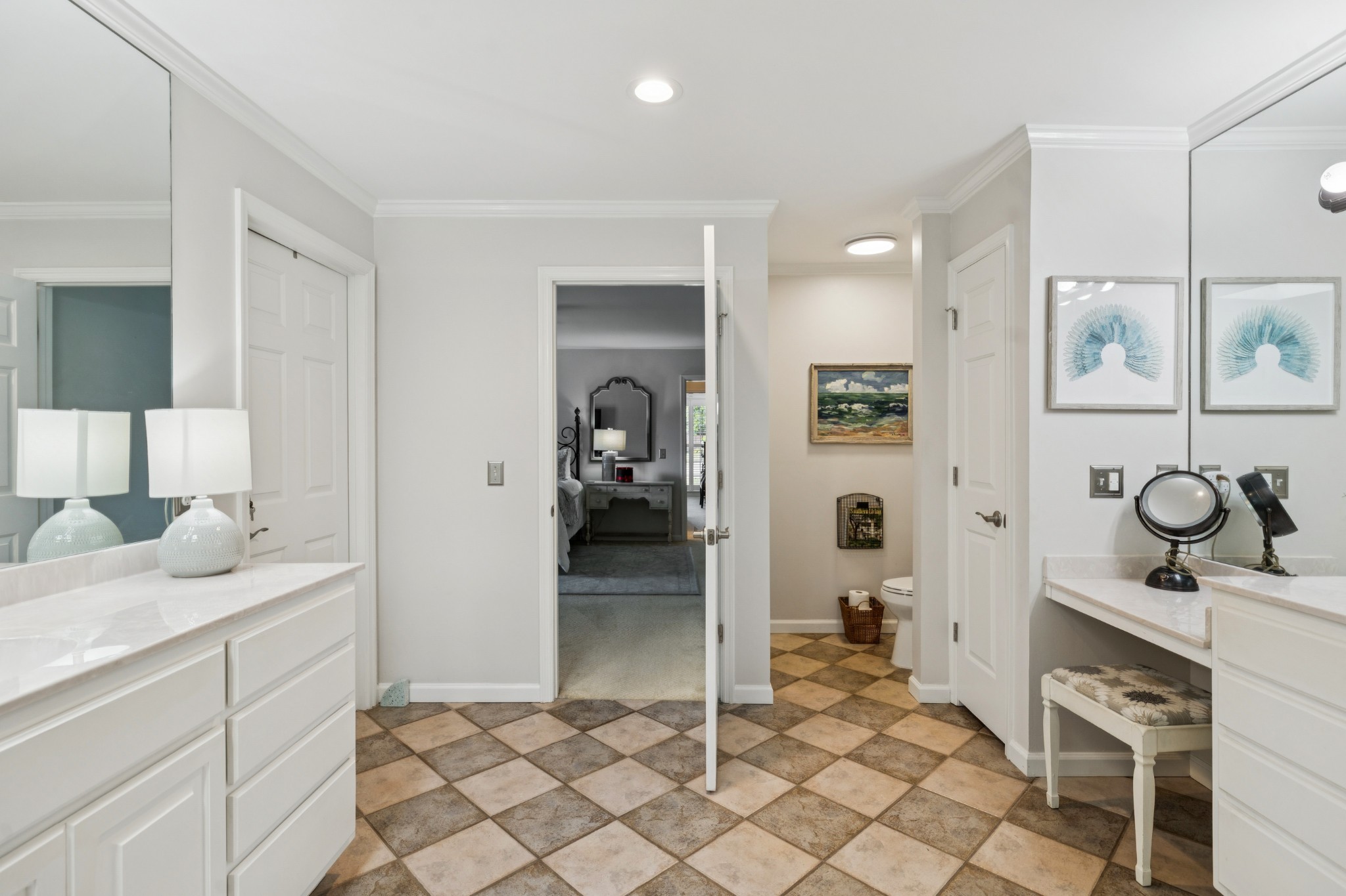 121 Pebble View Drive Franklin, TN 37064 - Photo 31 of 49 a spacious bathroom with a granite countertop sink and a mirror