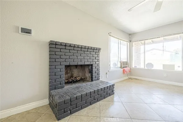 a living room with a fireplace