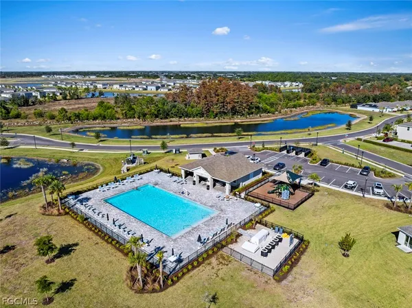 a view of a city with lawn chairs